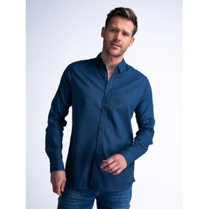 Petrol Industries - Effen Overhemd Bayside - Blauw - XXXL - Overhemd met lange mouwen