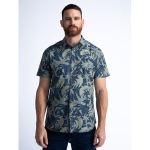 Petrol Industries - Tropisch Overhemd Sandy beach - Grijs - L - Overhemd met korte mouwen