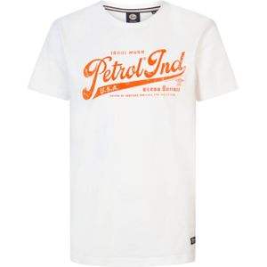 Petrol Industries T-shirt met Logo Wit/Oranje