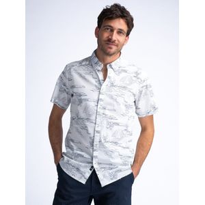 Petrol Industries - All-over Print overhemd Highway - Wit - XL - Overhemd met korte mouwen