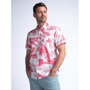 Petrol Industries - Tropisch Overhemd Motoglide - Rood - XL - Overhemd met korte mouwen