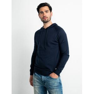 Petrol Industries - Fijngebreide Hoodie - Blauw - XS - Gebreide Truien