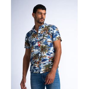 Petrol Industries - Botanical Overhemd Coastal - Blauw - XL - Overhemd met korte mouwen