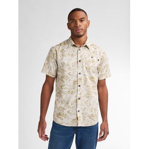Petrol Industries - All-over Print Overhemd Barracuda - Wit - XXXL - Overhemd met korte mouwen