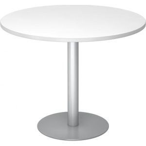 Bistro - F100R - Vergadertafel - Wit/Zilver - Melaminehars-gecoat - Ø 100 x 74,5 cm