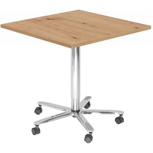 BISTRO 88Q C - Systeem conferentietafel 80 x 80 Chroom Knoestige Eiken