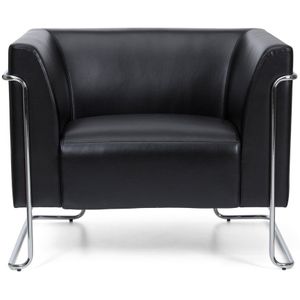 CURACAO - Gestoffeerde Fauteuil - Zwart - Kunstleer - Loungebank