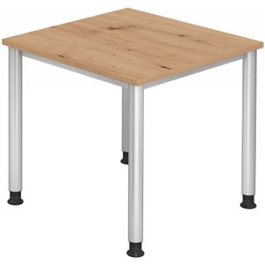 HILO 8 S | Bureau - 80 x 80 Tafelhoogte I In hoogte verstelbaar Knoestige Eiken