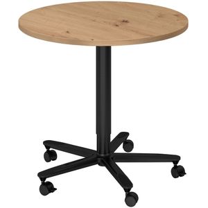 BISTRO 80R D - Systeem conferentietafel Zwart Ø 80 Knoestige Eiken