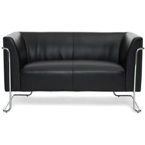 HJH OFFICE 713330 Loungesofa Curacao kunstleer - Comfortabele 1-zits en 2-zits zwart loungebank met stijlvolle omlijsting