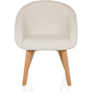 SCANDI TED - Gestoffeerde Stoel - Wit - Bouclé Stof - Modern Design