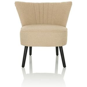 MANISO - Loungestoel - Beige - Boucléstof - Houten Poten