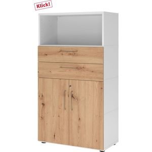 FlexWall | 4 OH | deuren + laden + kast | met verstelbare poten - Wit/Essen-Eik
