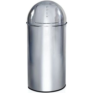 Prullenbak - 35L - Chroom - Plaatstaal - Push