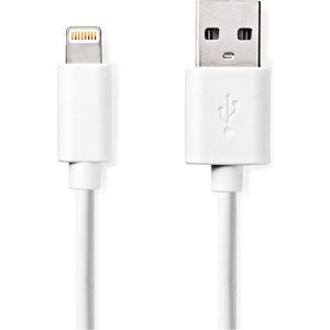 Nedis Sync and Charge Kabel Apple Lightning 8 Pins Male USB A Male 2,0 m Wit