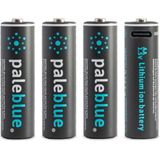 Pale Blue 4x AA Lithium 1,5V oplaadbare batterij met USB-C