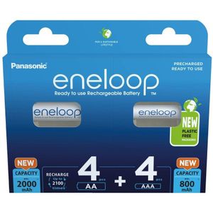 Panasonic eneloop oplaadbare batterijen - 4x AA 2000 mAh + 4x AAA mAh