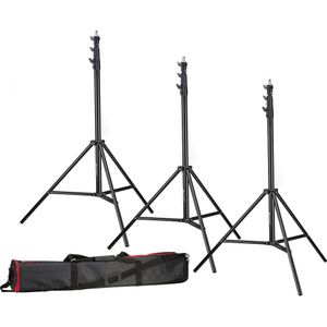 BRESSER 3x BR-TP280 PRO-1 statief - 280 cm - Incl. Transporttas met schouderriem