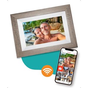 Pora&co Digitale Fotolijst met WiFi & Frameo App 8 inch, bruin / hout