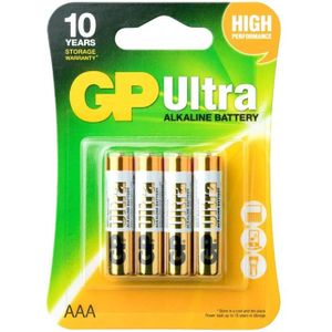 GP AAA x4 Ultra Alkaline Batterijen