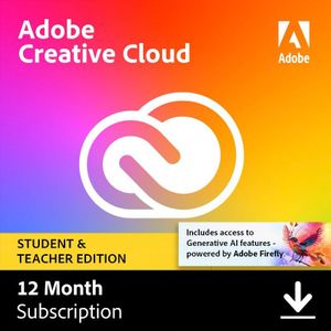 Adobe Creative Cloud Student & Docent versie 100GB - 1 gebruiker - 1 Jaar - (Windows/Mac)