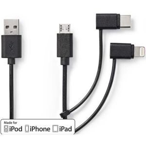 Nedis 3-in-1-Kabel USB-A naar USB-C/Lightning/Micro-USB