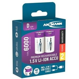 Ansmann LR20 USB-C Oplaadbare D Batterij (mono) Li-ion 6000 MAh 1.5 V 2 Stuk(s)