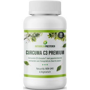Curcuma C3 premium - curcumine supplement - zwarte Peper en fenegriek - curcumin c3-complex, bioperine & fenuFibers - 30 caps