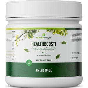 Healthboost Green Juice - 300 gram - Tarwegras, probiotica, vezels, superfoods, 25 groente- en fruitsoorten, spirulina, chlorella en groene thee