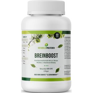Breinboost - natuurlijk nootropic supplement - bacopa monnieri, rhodiola rosea, l-theanine, NALT, B-vitaminen - 60 caps