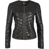 Gipsy Damen Lederjacke GGSuri in black mit Mesh-Einsätzen