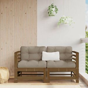 Santorini Houten Loungeset voor Buiten - Stijlvol Relaxen met Dikke Kussens /  Zwart grenenhout / 2x voetensteun