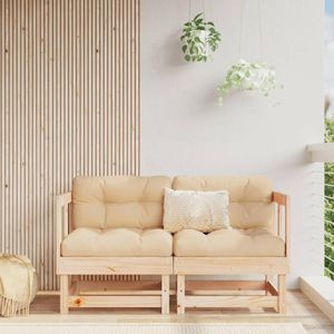 Bali Loungeset Met Kussens /  Natuurlijk grenenhout / 2x hoek