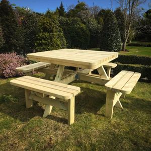 Vierkante picknicktafel xxl KING ® - 4 cm dikte (200 x 200cm)