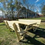 Picknicktafel 300 cm KING ® / 4 cm dikte met 2 rugleuningen