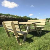 Picknicktafel 140 cm KING ® / 4cm dikte met rugleuningen