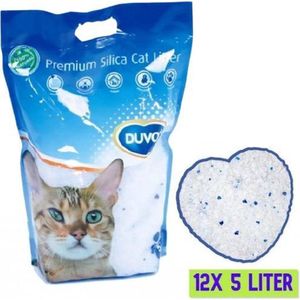 Duvo+ Premium Silica Kattenbakvulling - Voordeelverpakking - 12x 5L