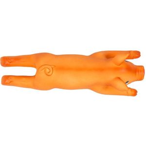 Duvo+ Latex Piepend Varken - Hondenspeeltje - Oranje - 24cm