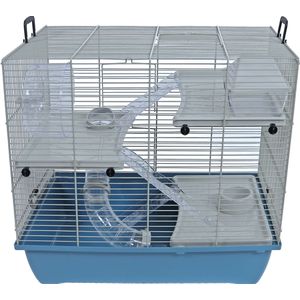 Interzoo Hamsterkooi Pinky 3 - Pastel Blauw - 50x33x45cm