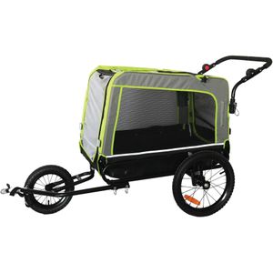 Prime Line Pet Trailer 8 - Hondenfietskar - Grey/Green - 80x66x57cm