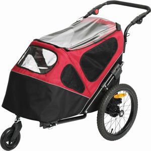 Duvo+ Pet trailer 2-in-1 Zwart/Rood - 123x62x96cm