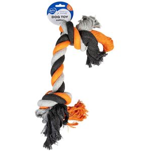 Duvo+ Knoop Katoen - Flostouw - Hondenspeelgoed - Oranje / Grijs / Bruin - 45cm