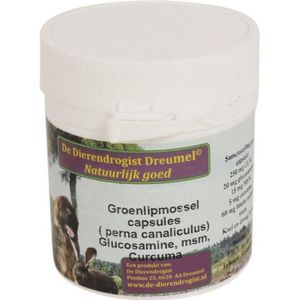 Dierendrogist Groenlipmossel (perna canaliculus) - Glucosamine - MSM - Curcuma - Capsules - 100 stuks