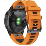 Voor Garmin Fenix 7x Solar 26mm Silicone Sports Two-Color Watch Band (Orange+Black)