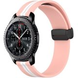 Voor Samsung Gear S3 Frontier 22 mm opvouwbare magnetische sluiting siliconen horlogeband (roze + wit)