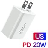 SDC-20W 2 in 1 PD 20W USB-C / Type-C Travel Charger + 3A PD 3.0 USB-C / Type-C naar USB-C / Type-C Fast Charge Data Cable Set  Kabellengte: 2 m  US Plug