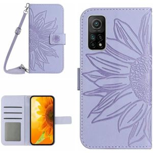 Voor Xiaomi Mi 10T / 10T Pro Skin Feel Sun Flower Pattern Flip lederen telefoonhoes met lanyard