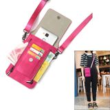 6.3 inch en hieronder Universal PU leder dubbele rits uitvoering schoudertas met Card Slots &amp; portemonnee voor Sony  Huawei  Meizu  Lenovo  ASUS  Cubot  Oneplus  wieg  Oukitel  Xiaomi  Ulefone  Letv  DOOGEE  Vkworld en andere Smartphones (Magenta)