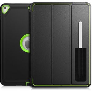 For iPad 10.2 2021 / 2020 / 2019 / Air 10.5 2019 3-Fold Amor Shockproof Smart Tablet Case(Black Green)