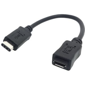 USB 3.1 Type C mannetje connector naar Micro USB 2.0 vrouwtje kabel voor Nokia N1  Lengte: ongeveer 20cm (zwart)